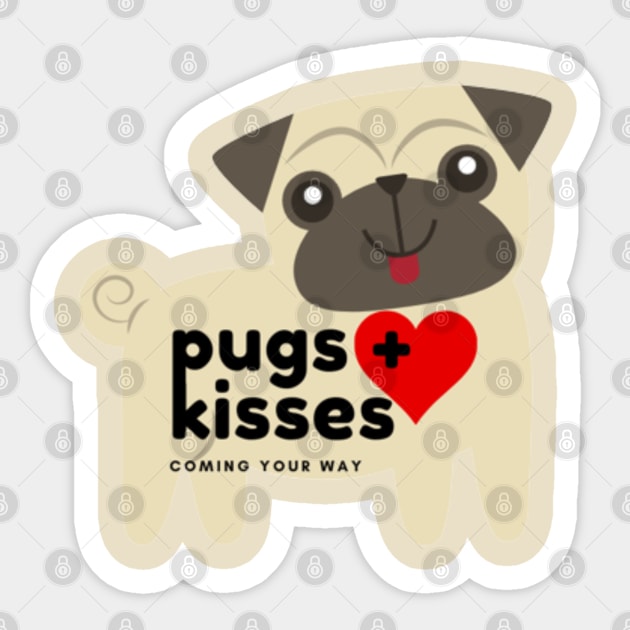 Pug and Kisses Sticker by Primigenia